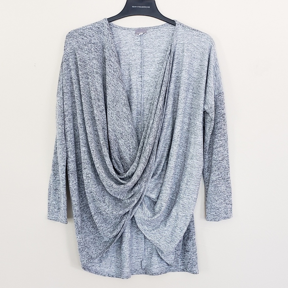 Braeve Twist Front Oversized Gray Knit Top